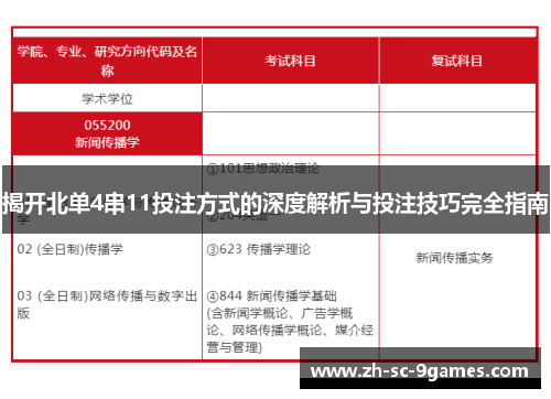 揭开北单4串11投注方式的深度解析与投注技巧完全指南